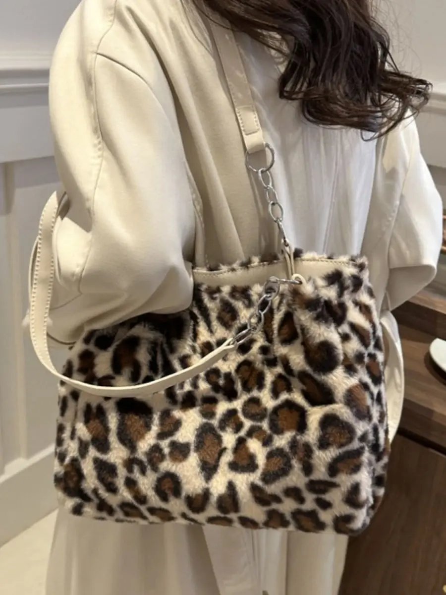 Faux Fur Leopard Shoulder Bag - Love Salve